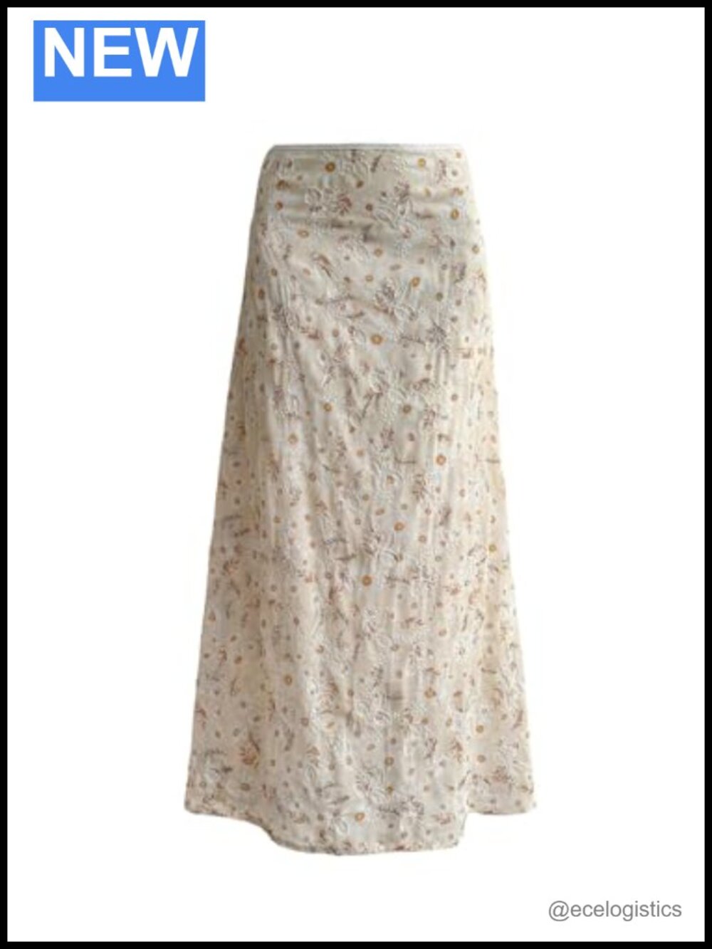 Boho Floral Maxi Skirt Embroidered Low Rise A-Line Vacation